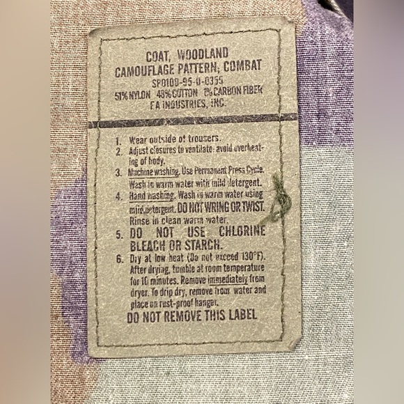 1995 Used US Air Force Woodland Camouflage Coat-Shirt Men’s Large Regular - Picture 5 of 5